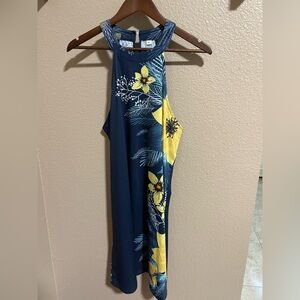 Floral Halter Dress in Blue and Yellow